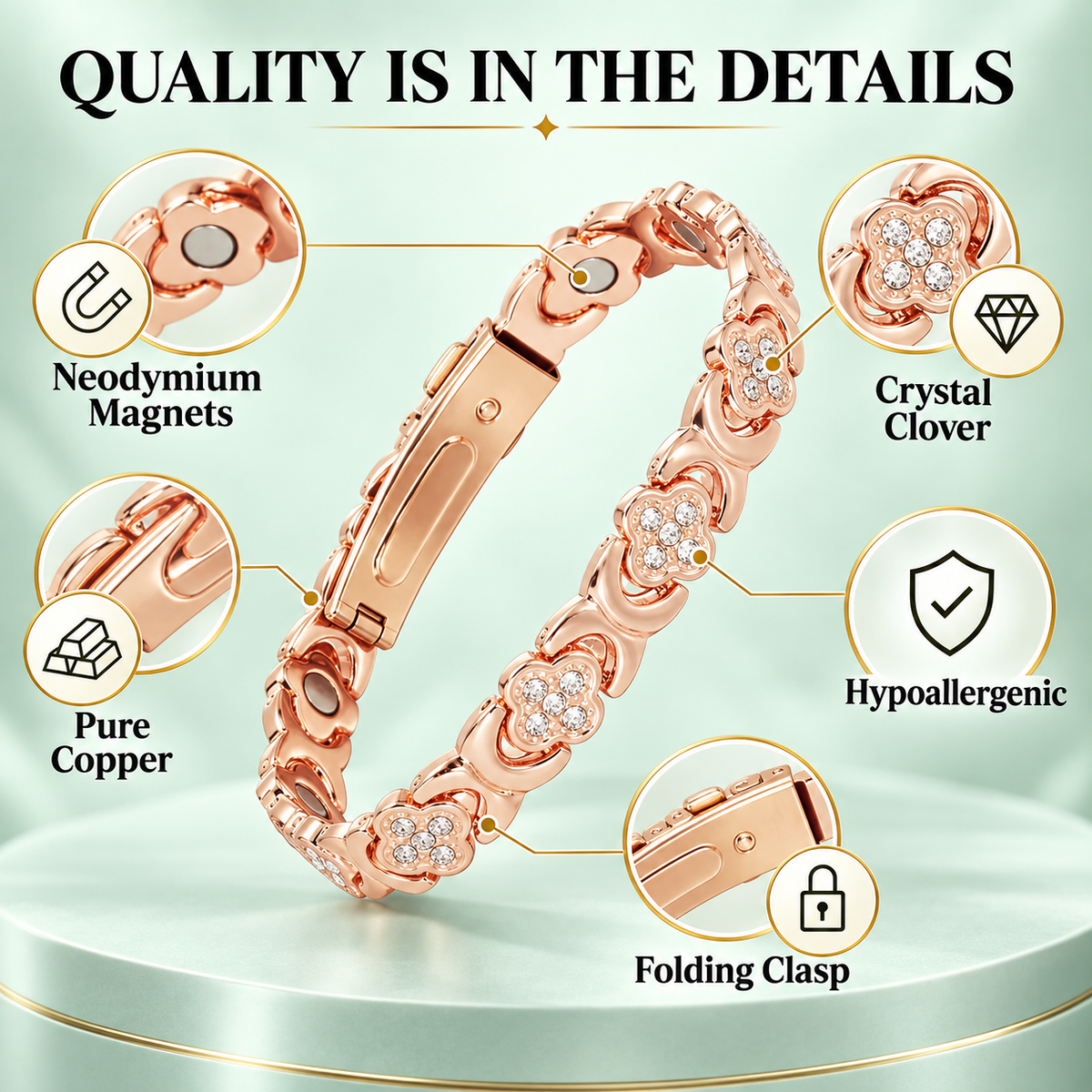 Premium Pure Copper Magnetic Bracelet for Women