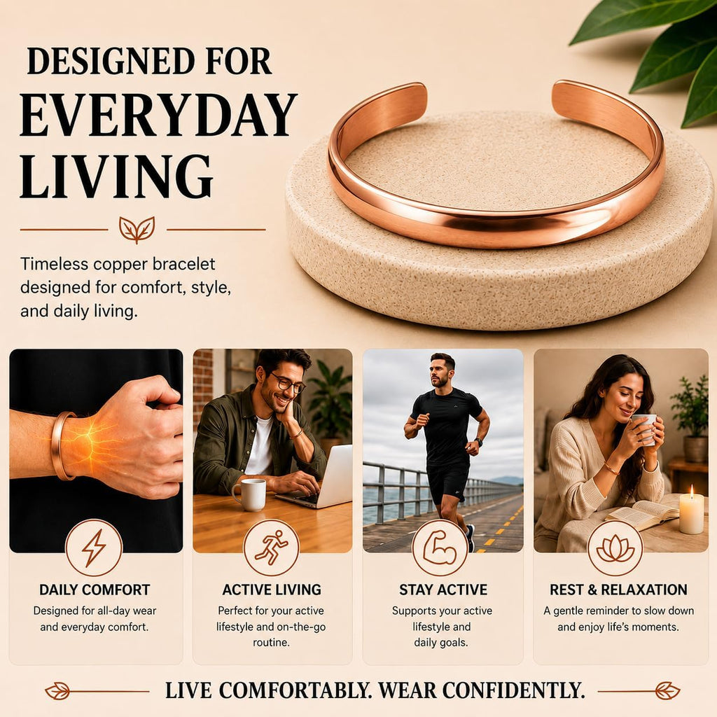 Pure copper cuff bracelet with a natural patina finish