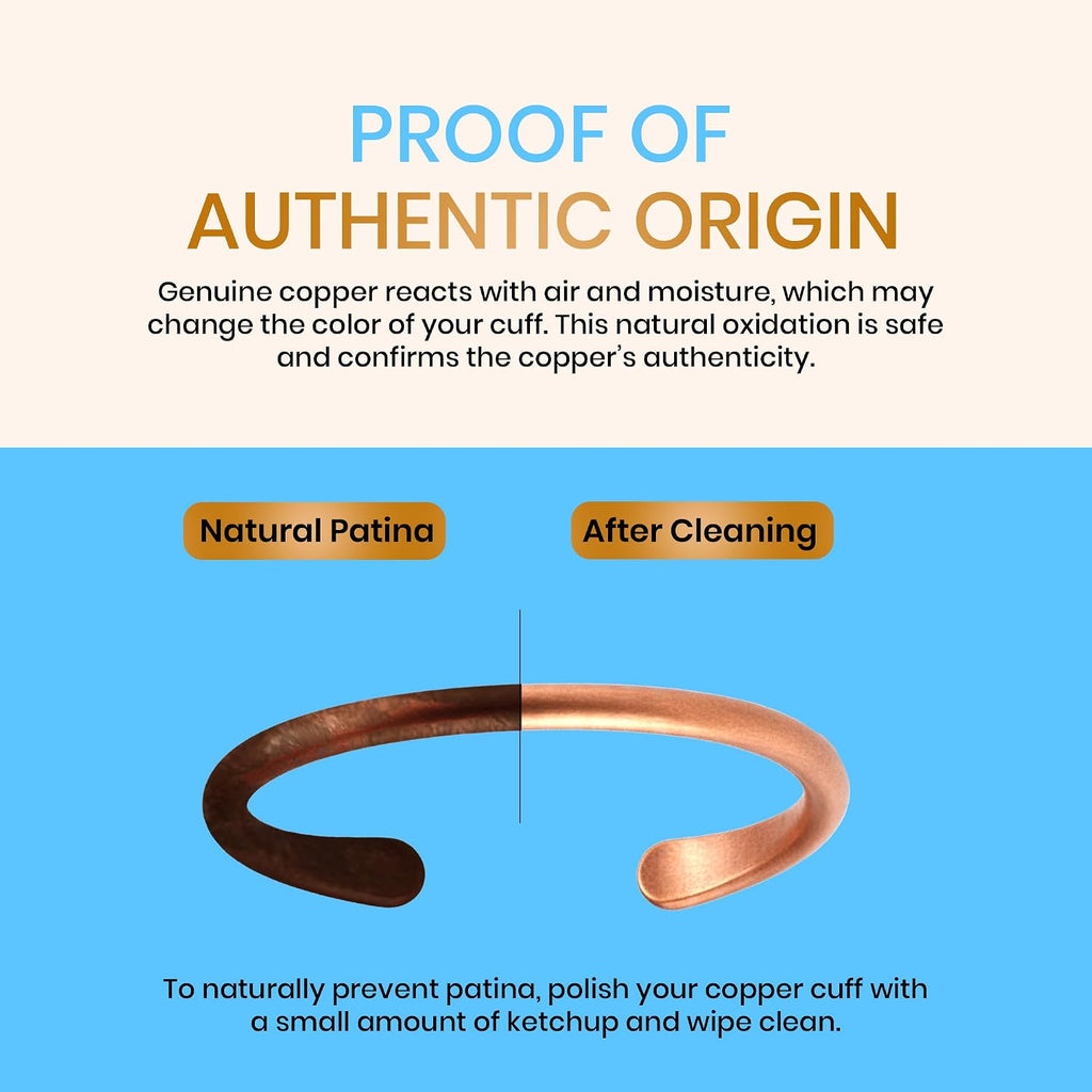 Copper cuff bracelet with a minimalist unisex design