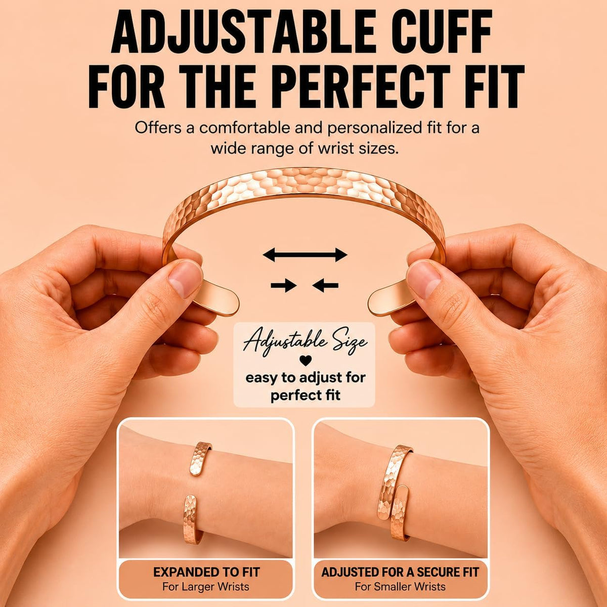 Solid copper cuff bracelet in the Twist finish